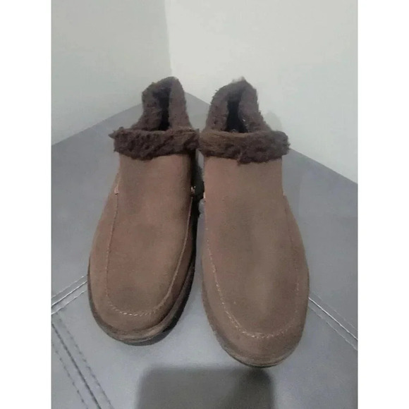 Lands End Slipper Loafer With Non Slip Bottom Womens 7.5B Faux Fur Brown - Picture 1 of 7